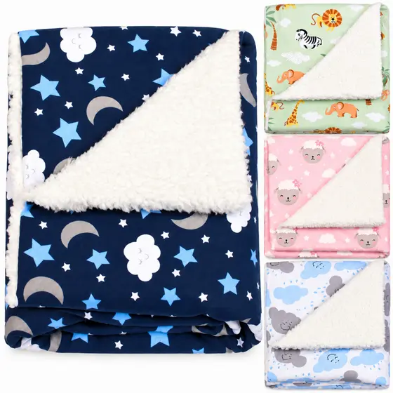 Manta de Bebê Sherpa 100% Algodão Estampada Para Menino e Menina