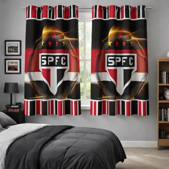 Cortina Fronha Personalizada De Time Futebol Brasileiro Estampa Sao P ou Fronha