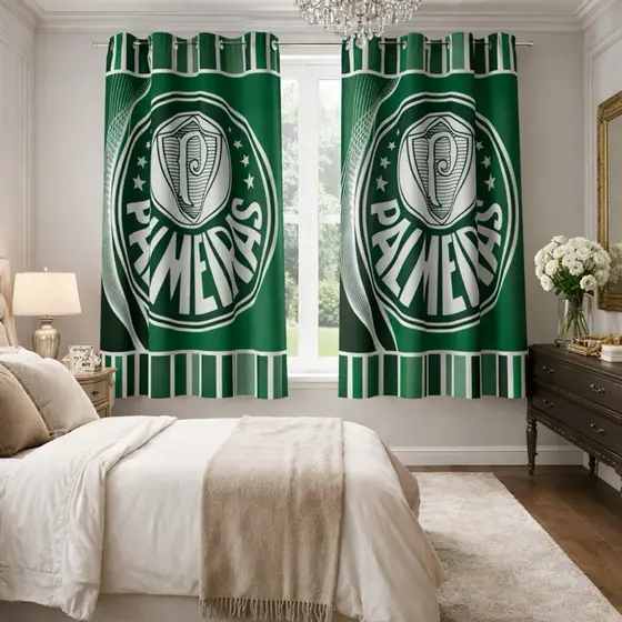 Cortina Personalizada De Time Futebol Brasileiro Estampa Palmeiras