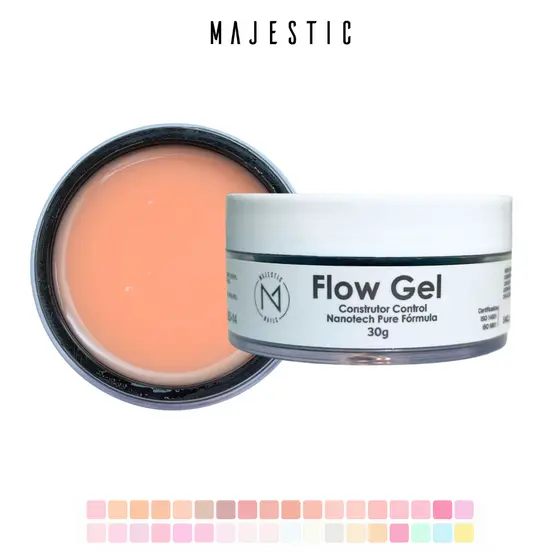 Flow gel CONTROL (46 cores) Alta Viscosidade Alongamento Majestic Nails