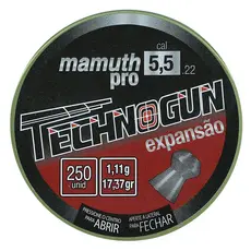 Lata de Chumbinho Technogun Mamuth Pro Expansão 17,90gr 250un. Calibre 5.5mm