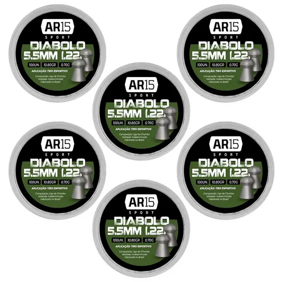 6un - CHUMBINHO AR15 DIABOLO 5,5MM 100UN 10,80GR