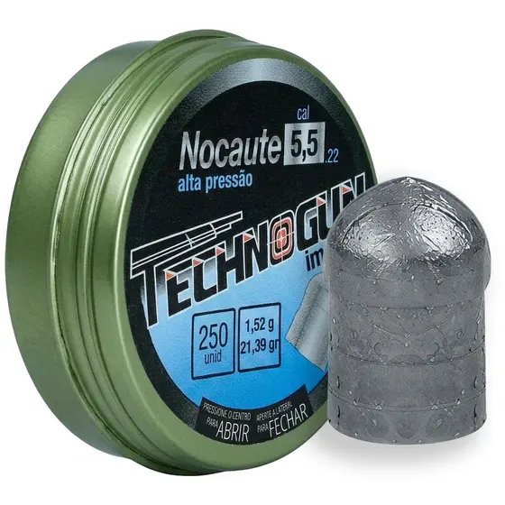 Chumbinho Technogun Nocaute Impacto 22gr 250un. 5.5mm