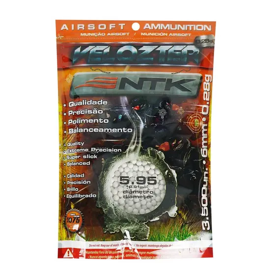 BBs Esferas Plasticas Bolinhas 0.28g Airsoft 6mm Saco C/ 3500un. Nautika Velozter