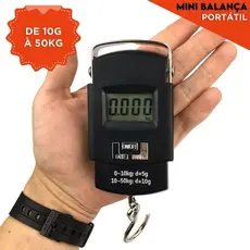 Balança De Mão Digital 50 KG com Pilhas -  Para Bagagem Bolsa e Pesca