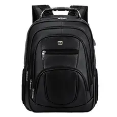 Mochila De Couro Para Notebook Impermeável Resistente Reforçada cabo de aço saída USB