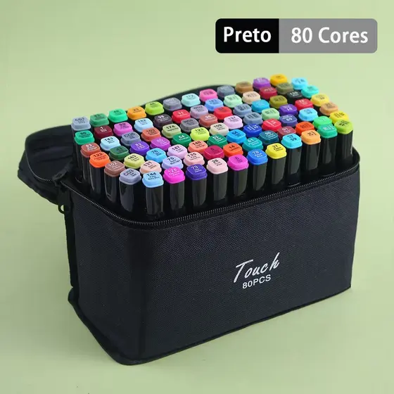 Kit 80 Cores Caneta Touch Marcadora Com Estojo Envia 24H