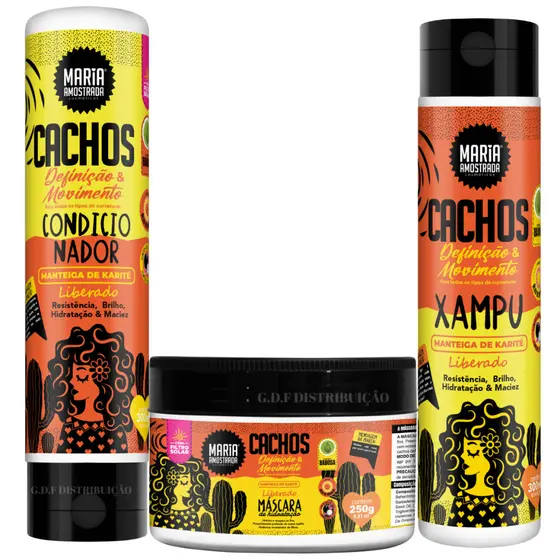 Kit Cachos Maria Amostrada Shampoo 300ml + Condicionador 300ml + Máscara 250g