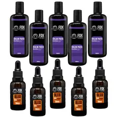 Kit Balm 120ml  Óleo Para Barba 30ml Fox For Men 5 Und Cada