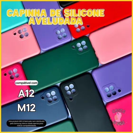 Case Capa Capinha Compatível com Samsung Galaxy A12 M12 Samsung Aveludada Protetora