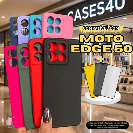 Capa Capinha Compatível com Moto Edge 50 Capinha + Película 3D Cerâmica Privacidade Câmera