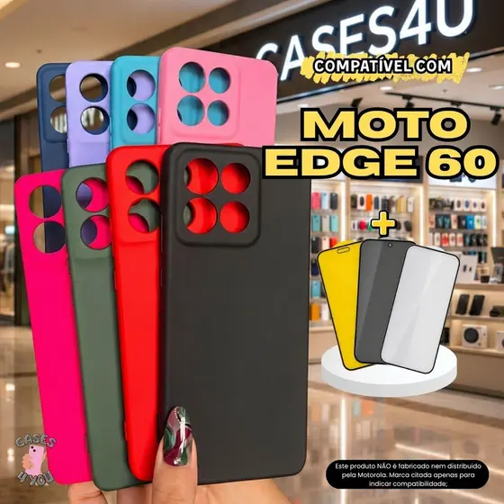 Capa Capinha Compatível Com Moto Edge 60 + Película Curvada Cerâmica Privacidade Câmera