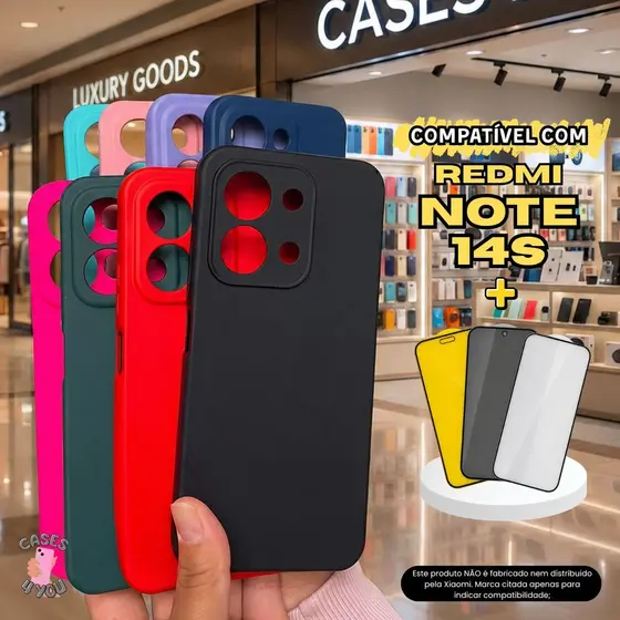 Capa Compatível com Redmi Note 14s  Capinha + Película 3D Cerâmica Privacidade Câmera
