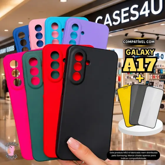 Capa Compatível Com Samsung Galaxy A17 Capinha + Película 3D Cerâmica Privacidade Câmera 4g 5g