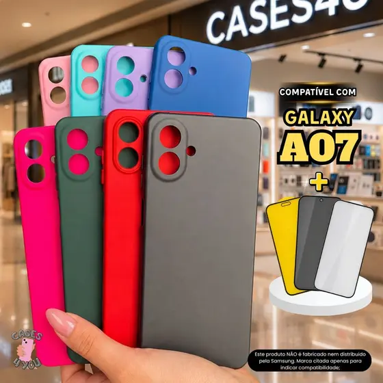 Capa Compatível Com Samsung Galaxy A07 Capinha + Película 3D Cerâmica Privacidade Câmera 4G 5G