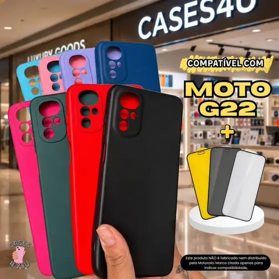 Capa Capinha compatível com Moto G22 + Película 3D Cerâmica Privacidade
