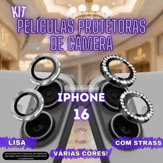 Película de Câmera compátivel com Iphone 16 Protetor Camera Lisa Strass Diamante Brilho 2 peças