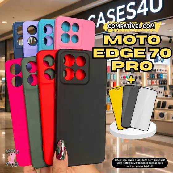 CapaCompatível Com Moto Edge 70 Pro Capinha + Película Curvada Cerâmica Privacidade Câmera
