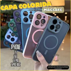 Capa Capinha Compatível com Magsafe Colorida Indução para Iphone 16 16E 16 Plus 16 Pro 16 Pro Max