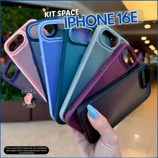 Kit Capa Capinha Space Compatível com IPhone 16e Fosca  + Película 3D Cerâmica Privacidade Silicone