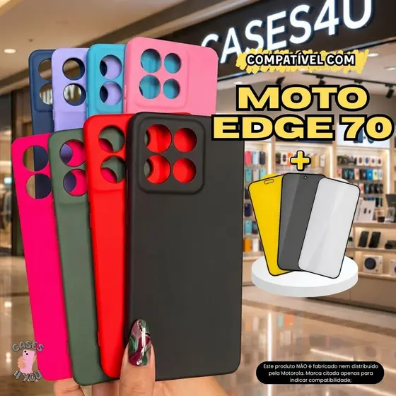 Capa Capinha Compatível Com Moto Edge 70 + Película 3D Cerâmica Privacidade Câmera