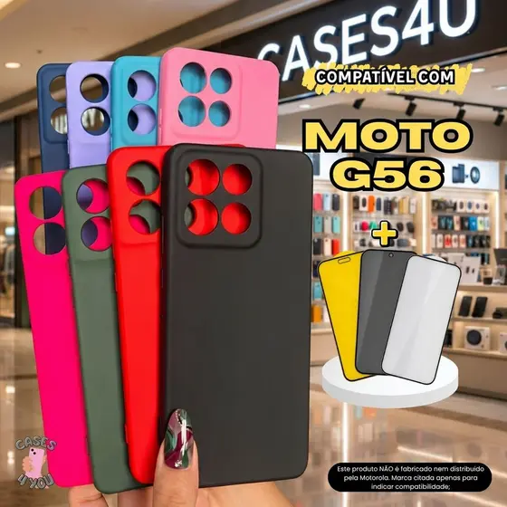 Capa Compatível Com Moto G56 Capinha + Película 3D Cerâmica Privacidade Câmera