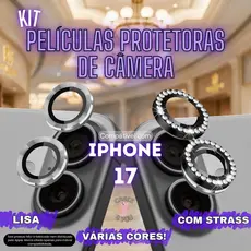 Película Protetor de Câmera Compatível com Iphone 17 Lisa Strass Diamante Brilho 2 peças