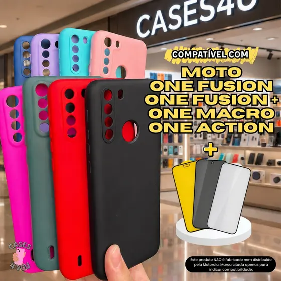 Case Capa Capinha Compatível Com Moto One Fusion One Fusion Plus One Macro One Action Aveludada
