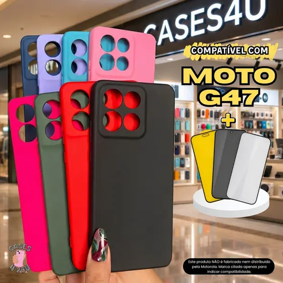 Capa Compatível com Moto G47 Capinha + Película 3D Cerâmica Privacidade Câmera