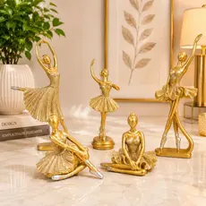 Estatua de Bailarina classica Dourado com glitter estatueta decorativa enfeite balé