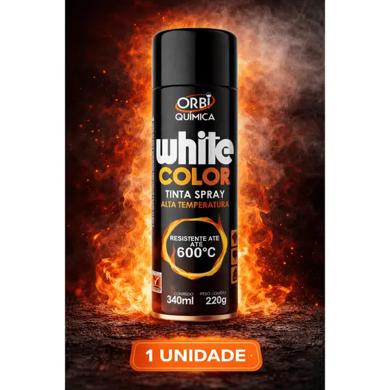Tinta preta Spray Alta Tem600°C Orbi Química 340ml Resistente para Escapamento Churrasqueira Motor 1UNI