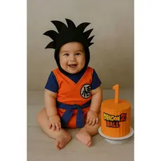 Fantasia Goku Body Macacão Goku Dragon Ball Kimono do Goku para Bebê Mesversário, Festa Infantil, Roupa de Bebe Temática