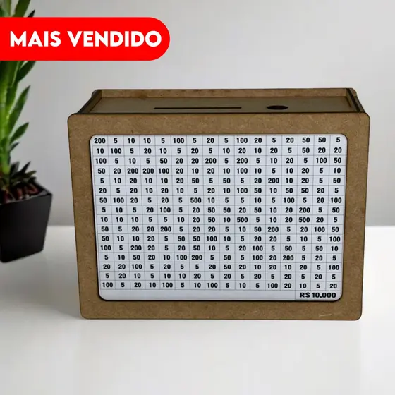 Caixa Cofre Desafio 10000 5000 ou 1000 Mdf Dinheiro Método Japonês Woodbox Cofre de Moedas Pronta Entrega