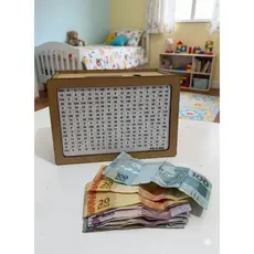 Cofre MDF Desafio 10mil/5mil/1mil Caixa Dinheiro Cofrinho De Madeira Método Japonês Escolha Sua Meta