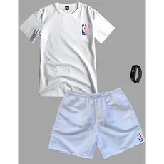 Conjunto Kit NB Camiseta 100% Algodão/ Bermuda tectel BRANCA + relogio digital