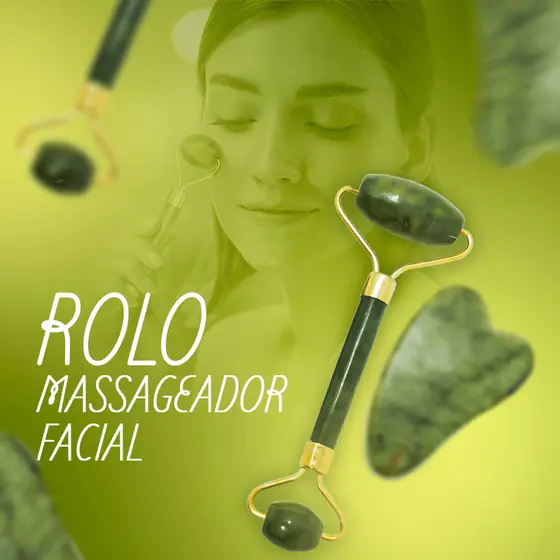 Rolo Massageador Anti-rugas Facial Pedra Quartzo Verde Claro Jade Alivia a Tensão Facial