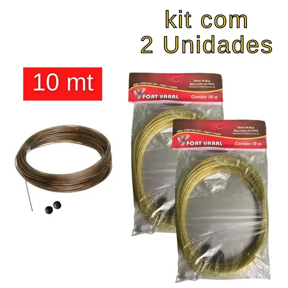 kit 2 Varal Roupa Fio De Aço Revestido Pvc Resistente Não Desfia 10 metros Cada Varal