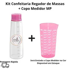 Kit Regador Bisnaga Para Bolos Umedecedor  + Copo Medidor 570ml Confeitaria Cozinha   Injetemp- MP