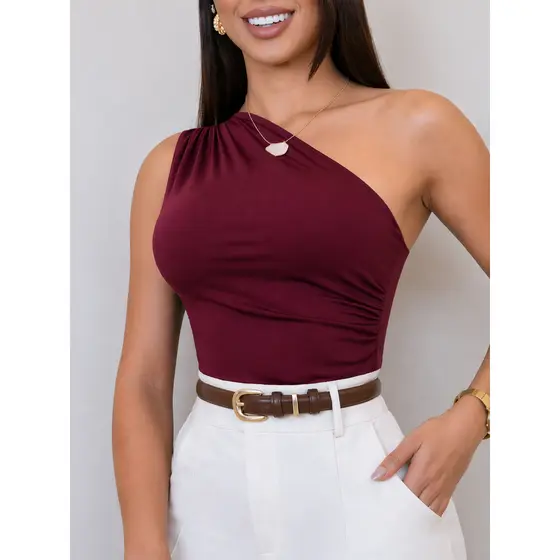 Body Feminino Mula Manca Um Ombro Suplex Premium Elegante Moda Blogueira Verão