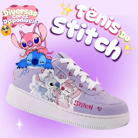 Tenis Stitch Infantil Feminino Escolar e Passeio Leve e Macio