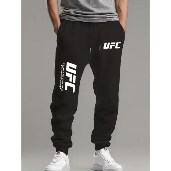 Calça De Moletom Unissex UFC Fighting Live Luta Artes Marciais Flanelado Frio Inverno Tecido Elastico Esportes Gym Trein