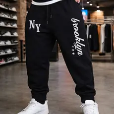 CALÇA MOLETOM MASCULINA ESTILOSA CASUAL BROOKLYN FLANELADA ALGODÃO COM CORDÃO AJUSTE BOLSOS LATERAIS CAIMENTO PERFEITO