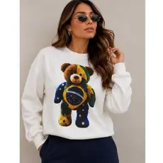 Moletom Feminino bandeira Brasil Ursinhos Estampa Exclusiva Casual Confortável Premium
