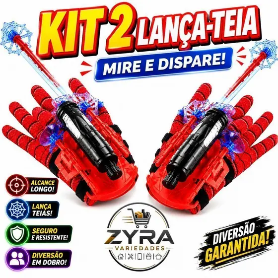 Kit 2 Luva Lança Teia Aranha Brinquedo Infantil Fantasia Herói