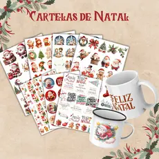 Cartela DTF UV A4 - NATAL (TEMAS VARIADOS) - Adesivo para produtos rígidos