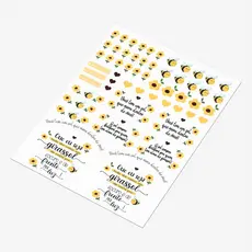 Cartela DTF UV A4 - Tema: Girassol - Adesivo para produtos rígidos