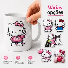 Adesivo DTF UV Hello Kitty Premium À Prova D’Água Com Brilho Para Personalizados