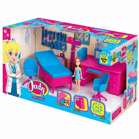 Brinquedo Clinica medica Judy - Com boneca e Muito Acessórios - Samba Toys
