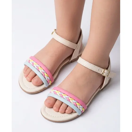 Sandália infantil Azul bebê, Branca, Pink Rosa com elástico na fivela conforto para os pés mais gordinhos do 25 ao 35