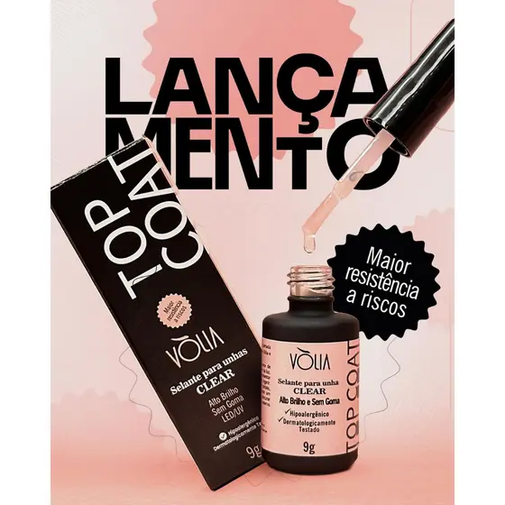 Top Coat Selante Resistente a Riscos 9g - Volia - Alto Brilho